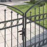 Fence gate with Lock Grey 300 x 125 cm Steel 42008934