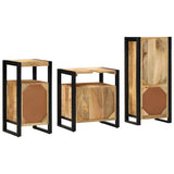 Bathroom Furniture Set 3 pcs Brown and Black Solid Mango Wood 3305614