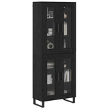 Highboard 2 pcs Black Oak Engineered Wood and Glass 3403197