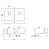 Overmount Kitchen Sink Double Basin Granite White 141677