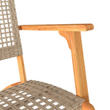 Garden Chairs 2 pcs Beige Poly Rattan and Acacia Wood 365869
