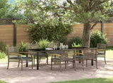 Garden Dining Set with Cushion 7 pcs Grey and Black Rattan 3380825