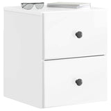 Wall-Mounted Bedside Cabinet with Drawer 2 pcs High Gloss White 899154
