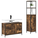 Bathroom Furniture Set with Drawer 2 pcs Smoked Oak and Black 3328376