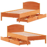 Bed Frame without Mattress Wax Brown 75x190 cm Small Single Solid Wood Pine 3301853