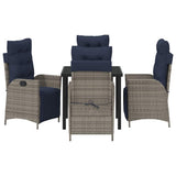 Garden Dining Set with Cushion 5 pcs Grey and Black Rattan 3380583