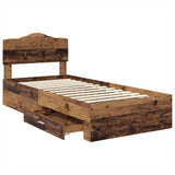 Bed Frame with Headboard Old Wood 90 x 200 cm Engineered Wood 3413245