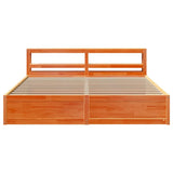 Bed Frame with Headboard Wax Brown 180x200 cm Super King Solid Wood Pine 3306335