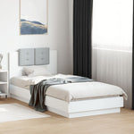 ZNTS Bed Frame with LED without Mattress White 90x200 cm 3210031