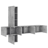 5 Piece TV Wall Units Concrete Grey Engineered Wood 3216460