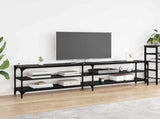 TV Cabinet Black Oak 200 x 30 x 50 cm Engineered Wood and Iron 881293