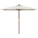 Garden Parasol with Wooden Pole Sand 299x240 cm 363167