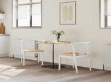 Dining Chair 2 pcs White and natural Solid Rubberwood 42020398