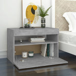 Bedside Cabinet & LED Lights 2 pcs Concrete Grey 60x35x40 cm 3082783