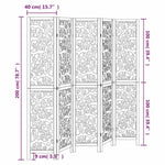 Room Divider 5 Panels White Solid Wood Paulownia 358743