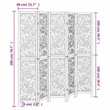 Room Divider 5 Panels White Solid Wood Paulownia 358743