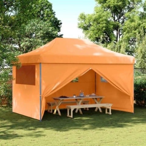 Foldable Party Tent Pop-Up with 4 Sidewalls Orange 4004977
