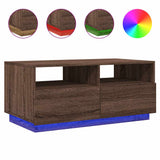 Coffee Table with LED Lights Brown Oak 90x49x40 cm 839839
