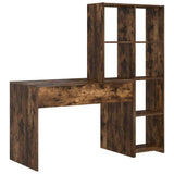 Desk with Shelf Smoked Oak 138.5 x 55 x 143 cm Engineered Wood 3337253