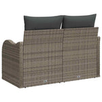 Garden Sofa with Cushion Grey 121 x 62 x 69cm Poly Rattan 42006714