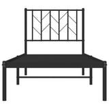 Metal Bed Frame without Mattress with Headboard Black 75x190cm 374427
