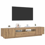 TV Cabinet with LED Lights Artisan Oak 200x35x40 cm Engineered Wood 3329166