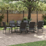 Garden Dining Set 9 pcs Black Steel 3335860