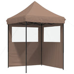 Foldable Party Tent Pop-Up with 2 Sidewalls Brown 4004996