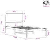 Bed Frame with Upholstered Headboard Whitewash and Taupe 903937