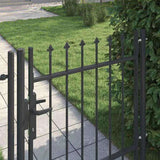 Fence Gate BOXTEL 103 x 150 cm Powder-Coated Steel Grey 42008879