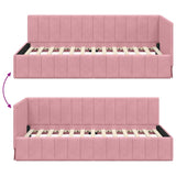 Corner Bed Frame with Headboard Pink 100 x 200 cm Velvet 42016320