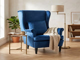 Modern Accent Chair with High Backrest and Pillow, Velvet-Feel Fabric Reading Chair with Solid Wood T3398P548097