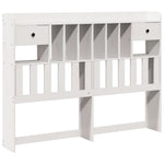 ZNTS Bookcase Bed without Mattress White 150x200 cm King Solid Wood Pine 3322344