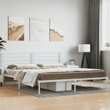 Metal Bed Frame without Mattress with Headboard White 200x200cm 352375