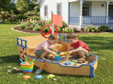 Kids Sand Pit, Children Pirate Ship Sandbox with Bench, Bottom Liner, Seat, Natural Wood Tone T3398P547939