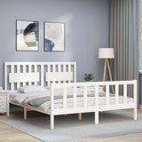 Bed Frame without Mattress White King Size Solid Wood Pine 3192432