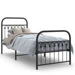Metal Bed Frame without Mattress with Footboard Black 75x190cm 376608