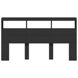 Headboard Cabinet Black Engineered wood 180x17x102 cm 839211