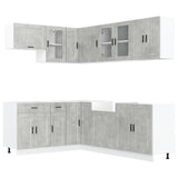 11 Piece Kitchen Cabinet Set Porto Concrete Grey Engineered Wood 3314905