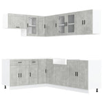 ZNTS 11 Piece Kitchen Cabinet Set Porto Concrete Grey Engineered Wood 3314905