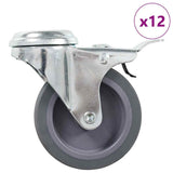 12 pcs Bolt Hole Swivel Casters 75 mm 277857