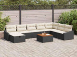 Garden Sofa Set with Cushion 9 pcs Black Poly rattan 3360911