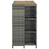 Bar Table with Storage Rack Grey 120x60x110 cm Poly Rattan 313479