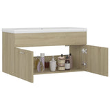 Sink Cabinet with Built-in Basin Sonoma Oak Engineered Wood 3070841