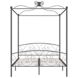 284485 Canopy Bed Frame without Mattress Grey Metal 180x200 cm Super King