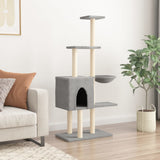 Cat Tree with Sisal Scratching Posts Light Grey 145 cm 172095