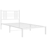 Metal Bed Frame without Mattress with Headboard White 90x190cm 376365