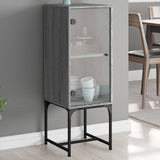 Side Cabinet with Glass Doors Grey Sonoma 35x37x100 cm 836558