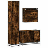 3 Piece Bathroom Furniture Set Smoked Oak Engineered Wood 3301102