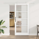 Sliding Door White 93 x 211 cm Solid Pine Wood and Glass 3332262